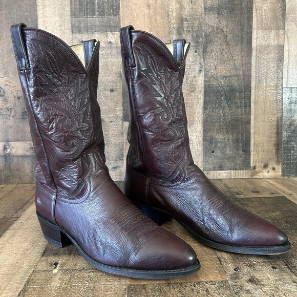 Dan Post 16773 Vintage Black Cherry Western Cowboy Boots Mens 12 D - Picture 3 of 12